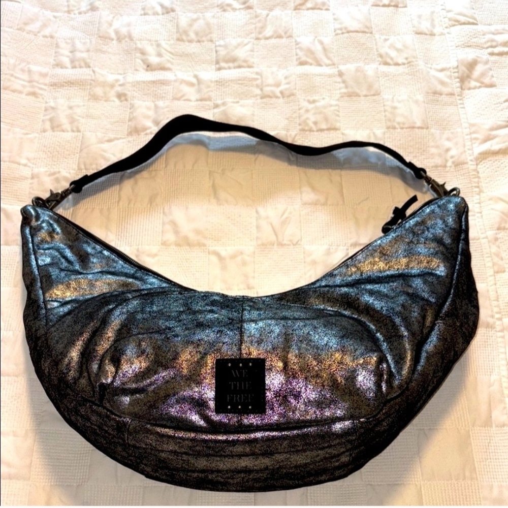 Free People Shimmering Black Hobo Bag